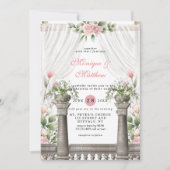 Chic White Canopy Pink Florals Wedding Einladung (Vorderseite)