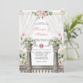 Chic White Canopy Pink Florals Wedding Einladung (Stehend Vorderseite)