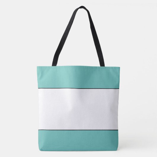 Chic White Center Light Aquamarin Top Bottom Strip Tasche (Vorderseite)