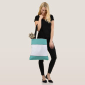 Chic White Center Light Aquamarin Top Bottom Strip Tasche (Am Model)