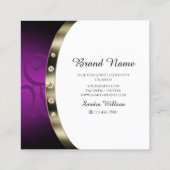 Chic White Chrome Silver Lila Monogram Diamonds Quadratische Visitenkarte (Rückseite)