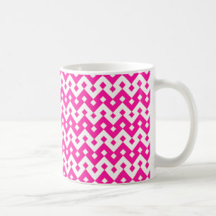 Chic White Coffee Tasse, Candy Pink Geometric Kaffeetasse