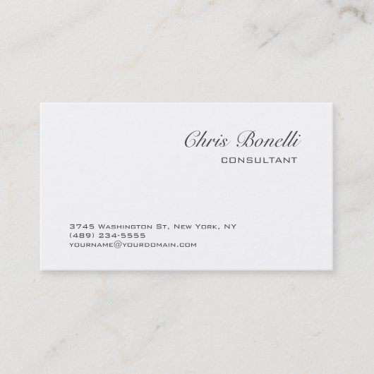 Chic White Contemporary Trendy Business Card Visitenkarte (Vorderseite)