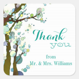 Chic White Country Wedding Vielen Dank Quadratischer Aufkleber