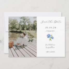 Chic White Couple Foto Floral Hydrangea Save The Date