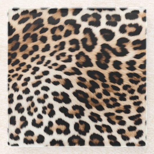 Chic White Cream Black Leopard Print Glasuntersetzer (Vorderseite)