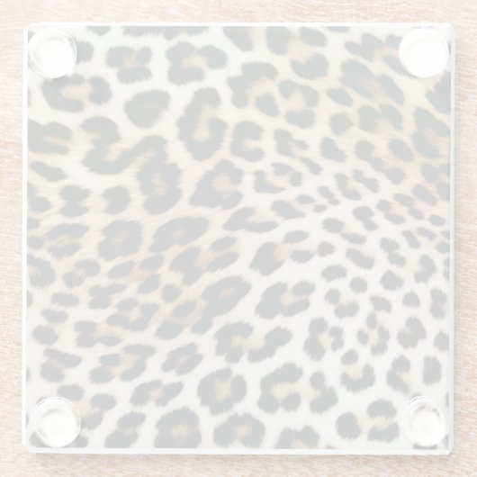 Chic White Cream Black Leopard Print Glasuntersetzer (Rückseite)