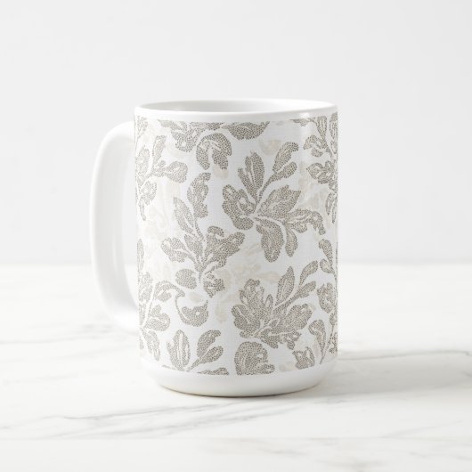 Chic White Cream Floral Kaffeetasse (Vorderseite Links)