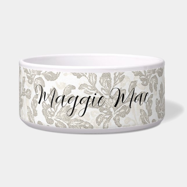 Chic White Cream Floral Napf (Vorderseite)