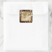 Chic White Cream Leopard Gold Glitzer Quadratischer Aufkleber (Tasche)