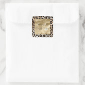 Chic White Cream Leopard Gold Glitzer Quadratischer Aufkleber (Tasche)