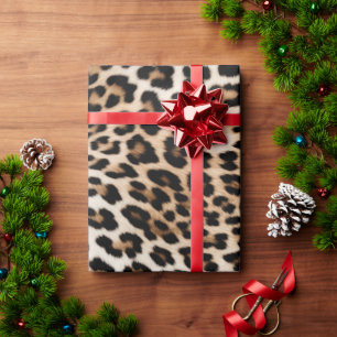 Chic White Cream Leopard Print Geschenkpapier