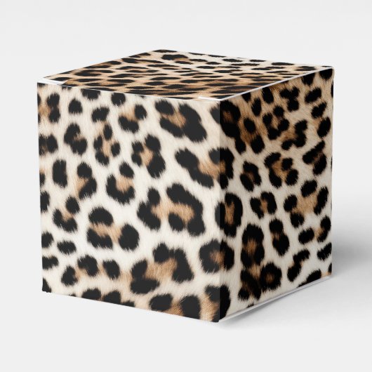 Chic White Cream Leopard Print Geschenkschachtel (Vorderseite)