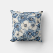 Chic White Denim Blue Flowers Brautparty Kissen (Vorderseite)