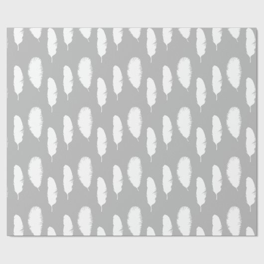 Chic White Feathers Geschenkpapier (Flach)