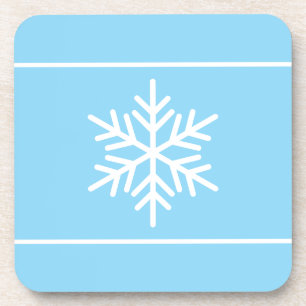Chic White Festive Snowflake Streifen auf hellblau Getränkeuntersetzer