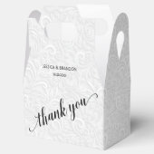 Chic White Filigree Wedding Vielen Dank Geschenkschachtel (Geöffnet)