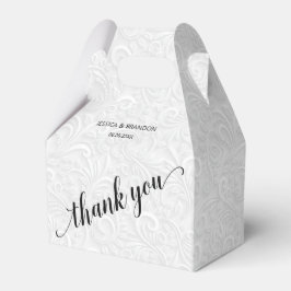 Chic White Filigree Wedding Vielen Dank Geschenkschachtel