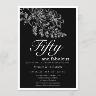 Chic White Floral 50 und fabelhaft Geburtstag Einladung