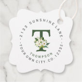 Chic White Floral Circular Address Label Wedding (Rückseite)