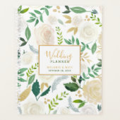 Chic White Floral Gold Hochzeitsplaner Notebook Planer (Vorderseite)