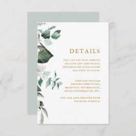 Chic White Floral Guest Information Enclosure Card Begleitkarte