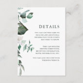 Chic White Floral Guest Information Enclosure Card Begleitkarte (Vorderseite)