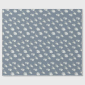 Chic White Floral Pattern Dusty Blue Geschenkpapier (Flach)
