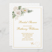 Chic White Floral Reise Bridal Dusche Einladung (Vorne/Hinten)