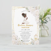 Chic White Floral Taufen Christening Praying Girl Einladung (Stehend Vorderseite)