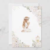 Chic White Floral Taufen Christening Praying Girl Einladung (Rückseite)