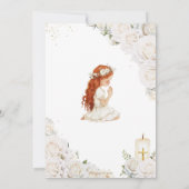 Chic White Floral Taufen Christening Praying Girl Einladung (Rückseite)