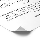 Chic White Floral Unplugged Zeremonie Wedding Sign Poster (Ecke)