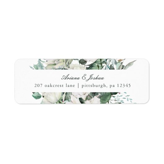 Chic White Floral Wedding Return Address Label (Vorne)