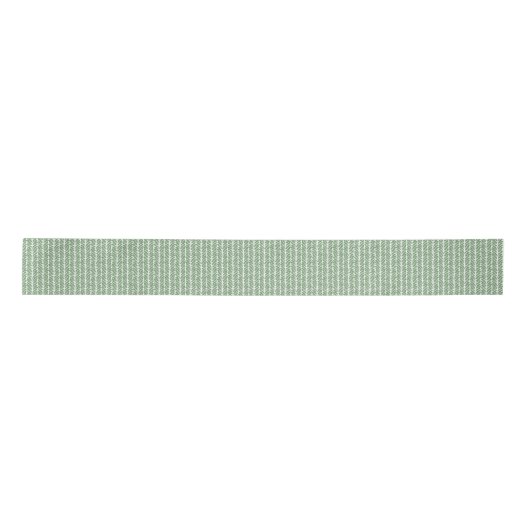 Chic White Forest Dark Sage Green Striped Zigzag Satinband (Vorderseite)