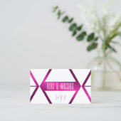 Chic White Geometric Shimmerpink mit Monogramm Visitenkarte (Stehend Vorderseite)