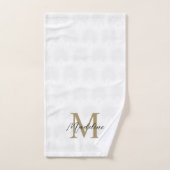 Chic White Gold Anahaw Leaf Script Monogram Badhandtuch Set (Handtuch)