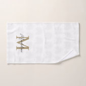 Chic White Gold Anahaw Leaf Script Monogram Badhandtuch Set (Handtuch)
