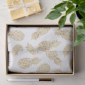 Chic White Gold Ananas Tropical Seidenpapier (Geschenk)