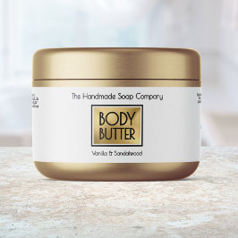 Chic White, Gold, Black Body Butter Jar label Wasserflaschenetikett