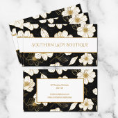 Chic White Gold Blume auf Black Visitenkarte