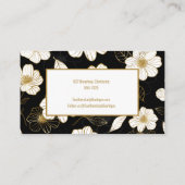Chic White Gold Blume auf Black Visitenkarte (Rückseite)