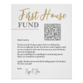 Chic White & Gold Eleganter QR Code First House Fu Poster (Vorderseite)