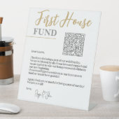Chic White & Gold Eleganter QR Code First House Fu Sockelschild (In Situ)