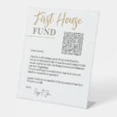 Chic White & Gold Eleganter QR Code First House Fu Sockelschild (Vorderseite)
