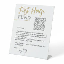 Chic White & Gold Eleganter QR Code First House Fu