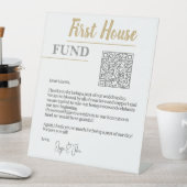 Chic White & Gold Eleganter QR Code First House Fu Sockelschild (In Situ)