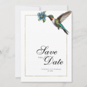 Chic white gold farbenfroher Kolibri Save the Date Einladung (Vorderseite)