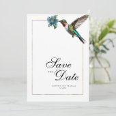 Chic white gold farbenfroher Kolibri Save the Date Einladung (Stehend Vorderseite)