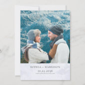 Chic White Gold Floral Wreath Foto Hochzeitsfeier Einladung (Rückseite)